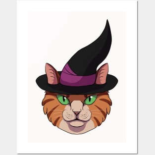 Orange Tabby Witch Cat Posters and Art